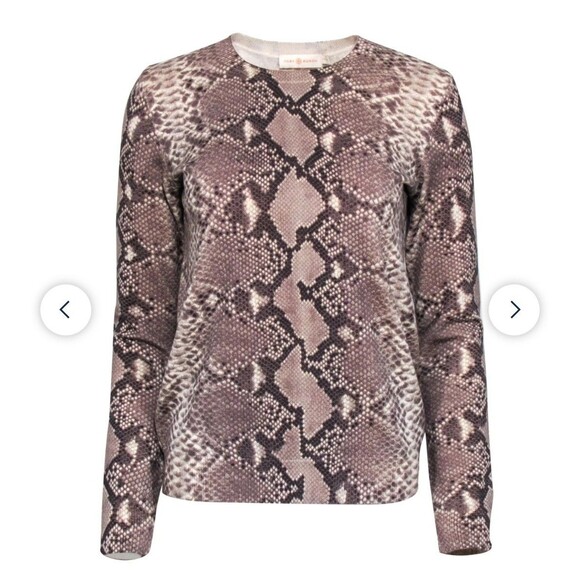 Tory Burch Sweater Size Medium Snake Print Pullover Crewneck Jumper Wool Blend - Picture 1 of 11